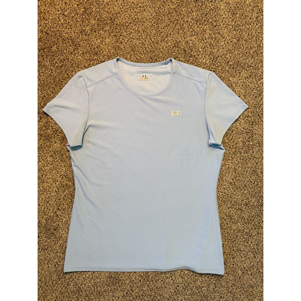 Under Armour Women's HeatGear Short Sleeve Athletic Shirt Blue Size Medium Y2K